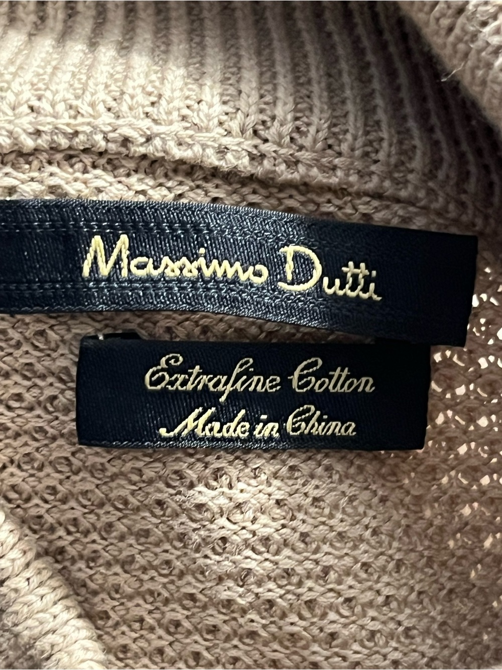 Massimo Dutti Extra Fine Cotton Full Zip Tan Khaki Knit Sweater Jacket. Size L - Picture 6 of 7